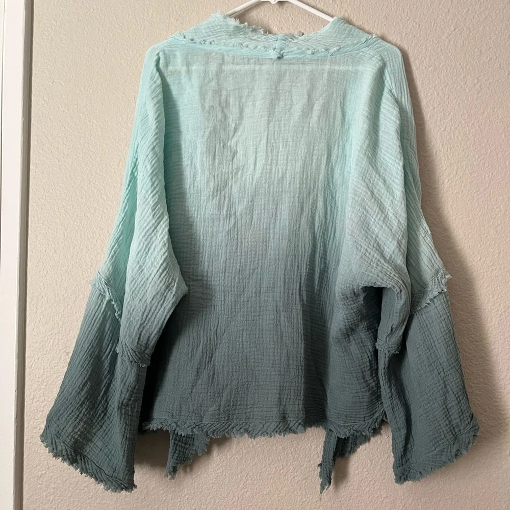 Young Fabulous & Broke Cardigan Open Front Frayed Shawl Ombré Women’s Small - Picture 4 of 6